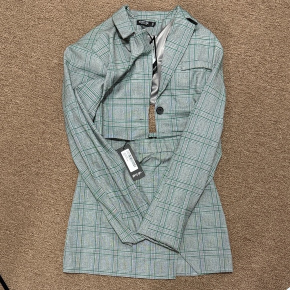 Nasty Gal Jackets & Blazers - NastyGal Gray Plaid Blazer and skirt set